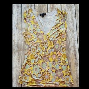 2/$20 EXPRESS Pretty Yellow Floral Top Small S